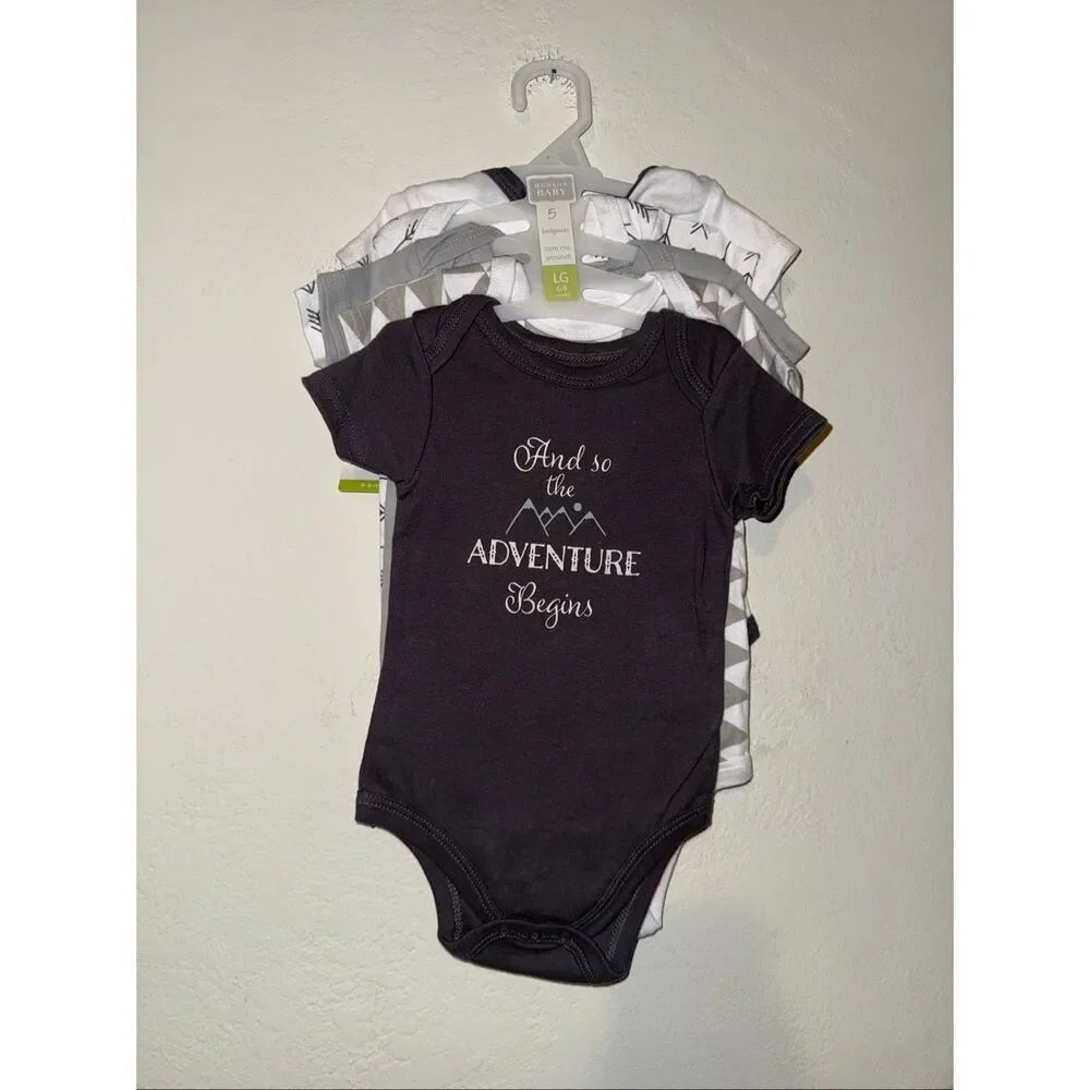 Hudson Baby Boy’s One Piece Bodysuit Pack of 5 Size 6-9M